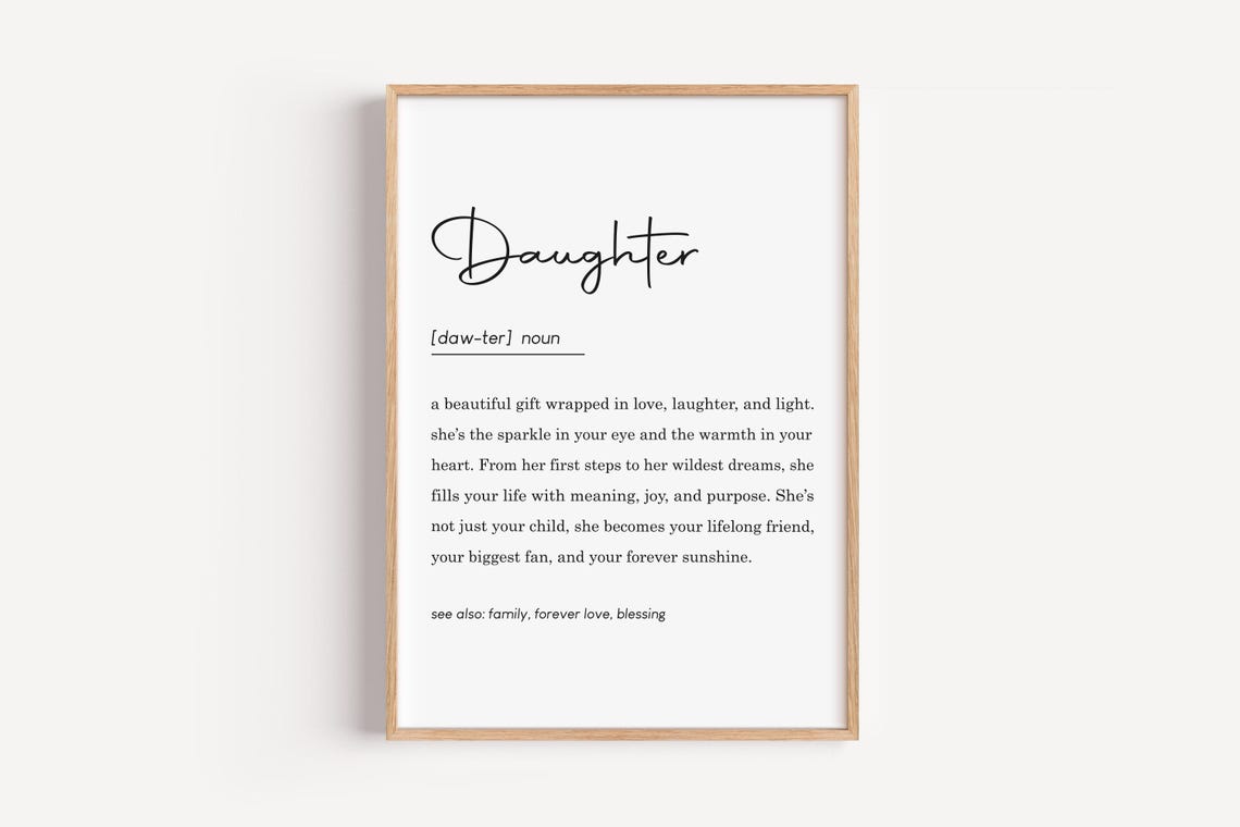Daughter Definition Dictionary Typography Heartfelt Gift Poster