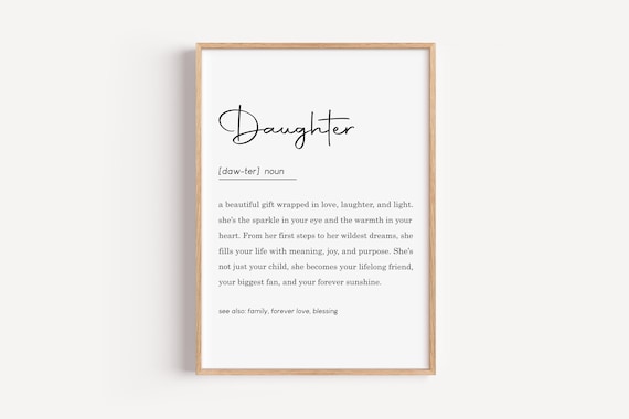 Daughter Definition Dictionary Typography Heartfelt Gift Poster