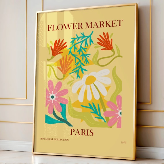Flower Market Paris 1976 Botanical Collection Vintage Art Print