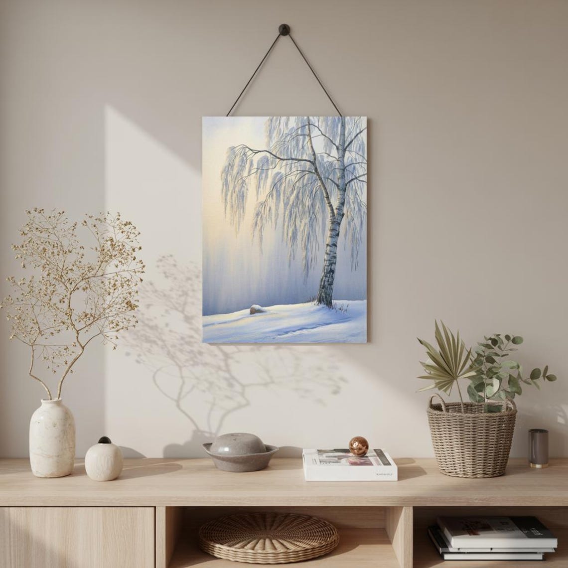 Winter Birch Tree Serene Snow Landscape Print - Image 2