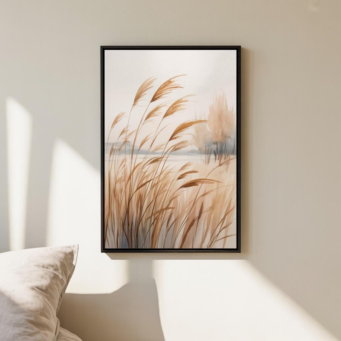 Golden Wheat Grass Field Watercolor Soft Neutral Nature Poster