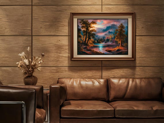 Mountain Lake Forest Nature Art Print Decor Wall Room