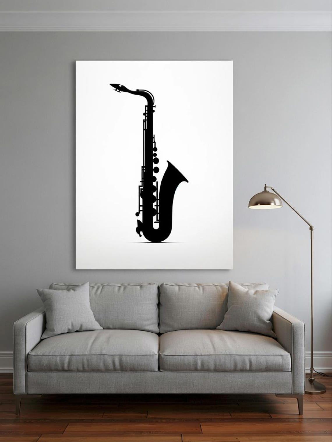 Saxophone Silhouette Black White Minimalist Instrument Music Poster