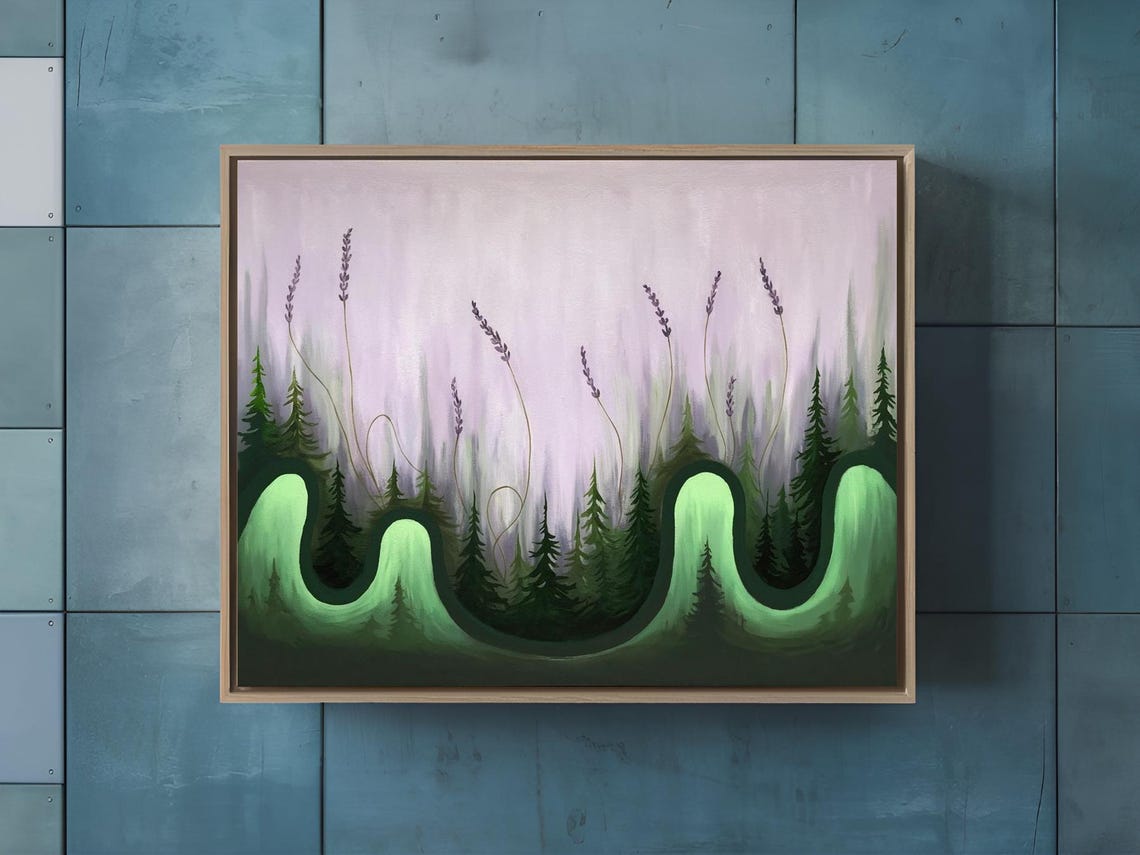 Ethereal Green Forest With Lavender Dreamy Fantasy Nature Poster - Image 2