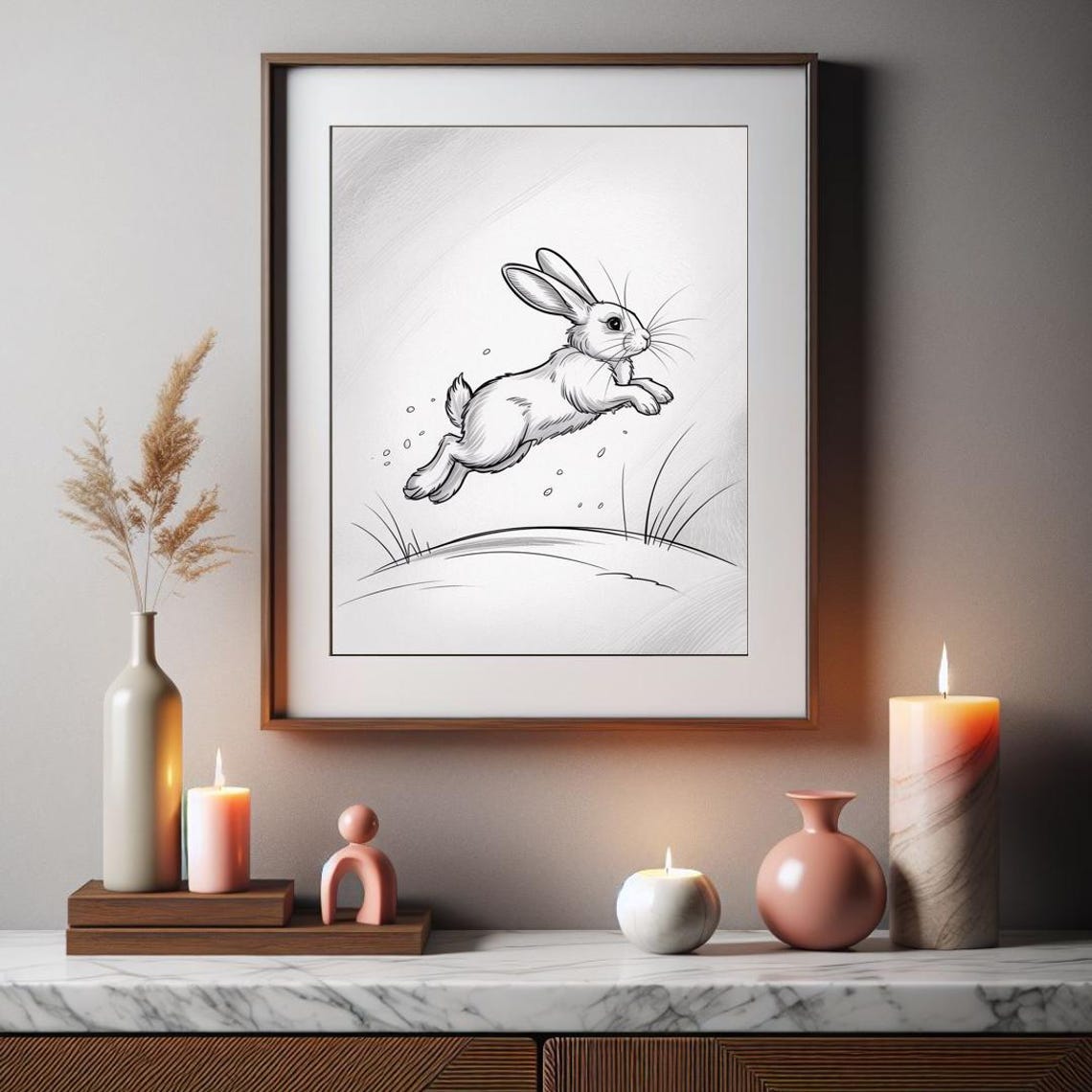 Joyful Jump Minimalist Bunny Illustration - Image 3
