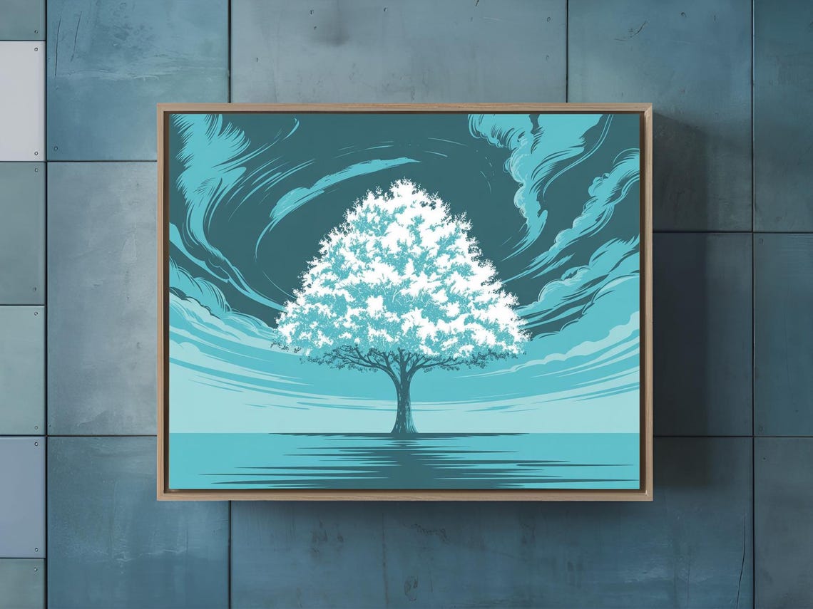 Solitary Tall Tree Minimalistic Art Print Nature Decor Wall Room - Image 2