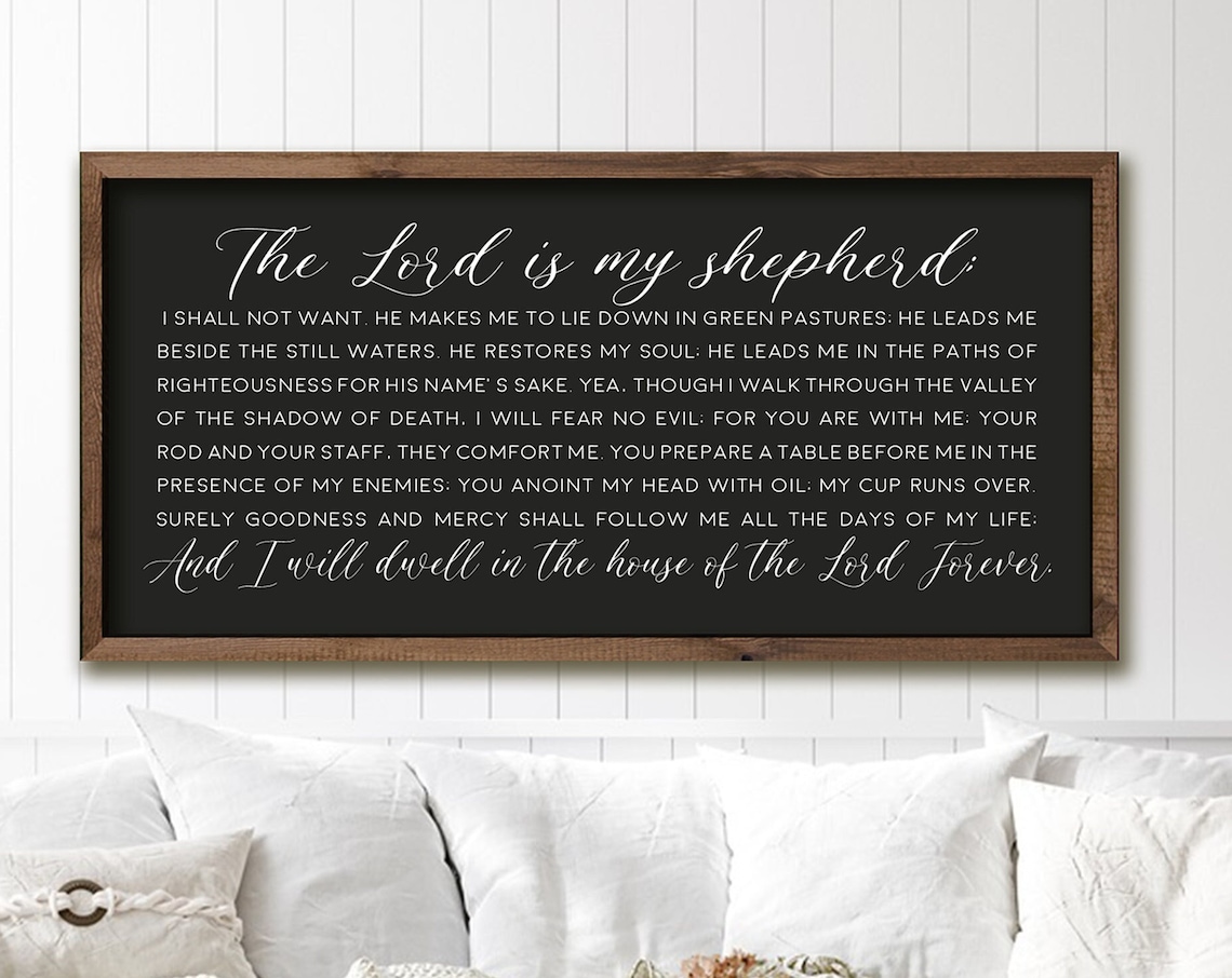 The Lord Is My Shepherd Psalm 23 Black Farmhouse Wall Poster