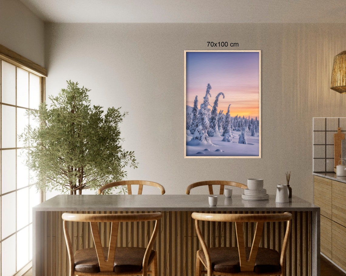 Lapland Winter Snow Covered Pines Pink Sunset Arctic Sky Poster - Image 3