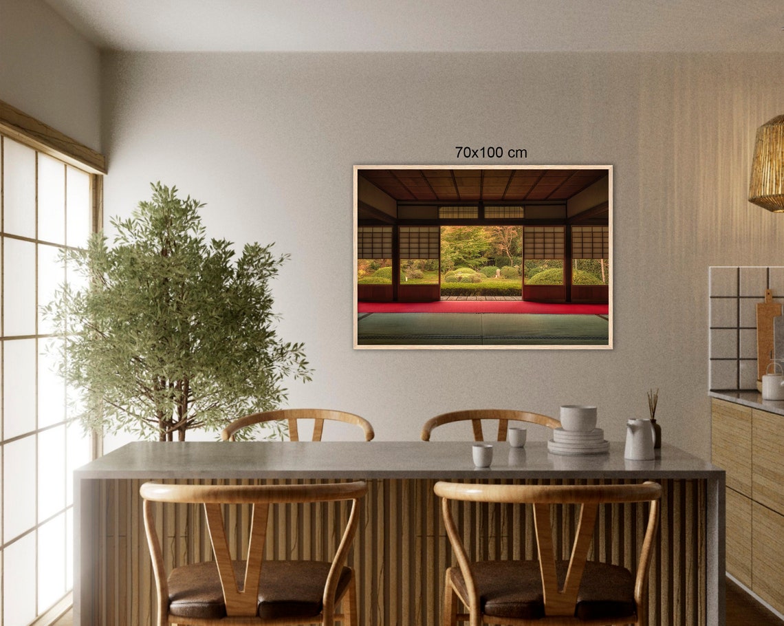 Kyoto Temple Interior Garden View Tatami Wooden Hall Japan Poster - Image 2