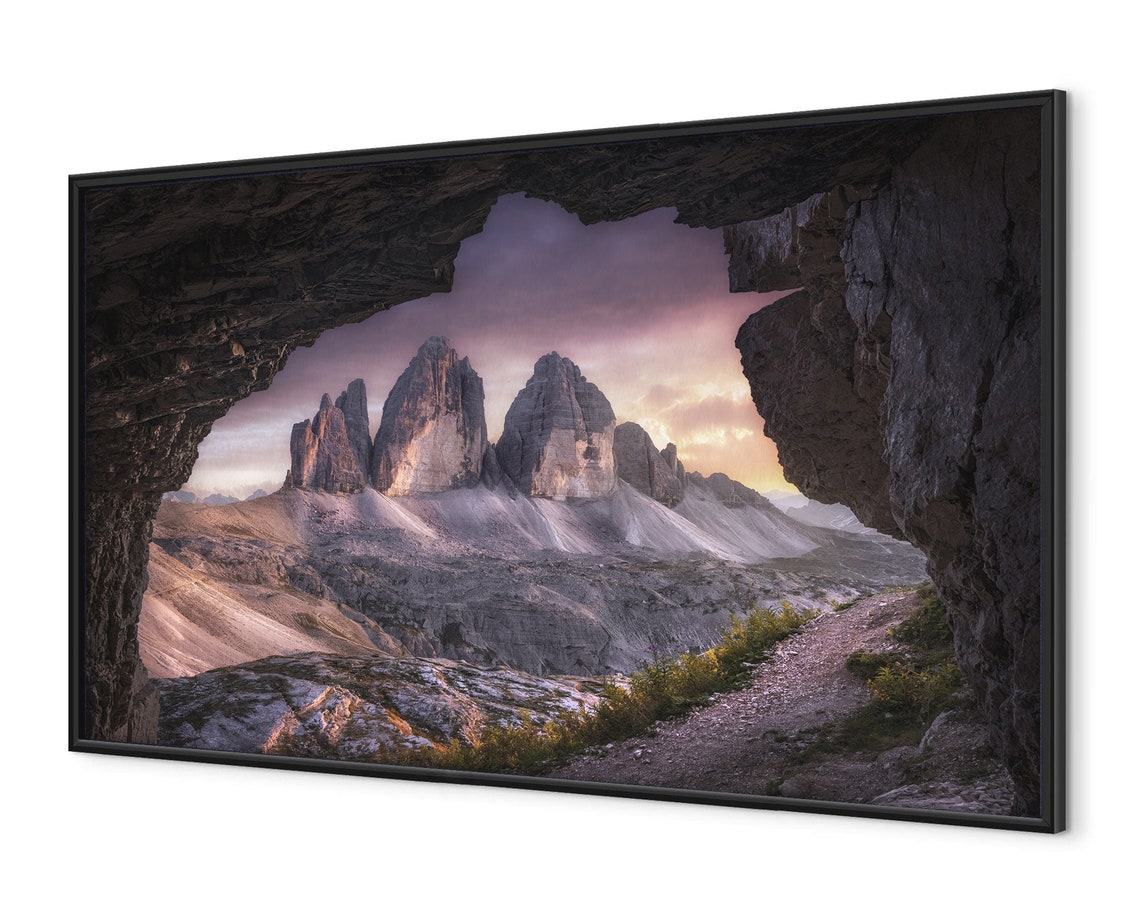Tre Cime di Lavaredo Dolomites Seen Through Natural Rock Window Poster - Image 4
