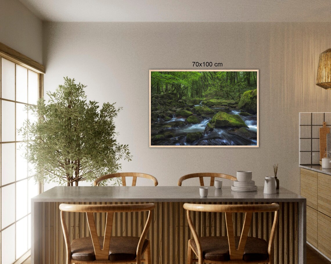Cornwall Woodland Stream Moss Covered Rocks Flowing Water Poster - Image 3
