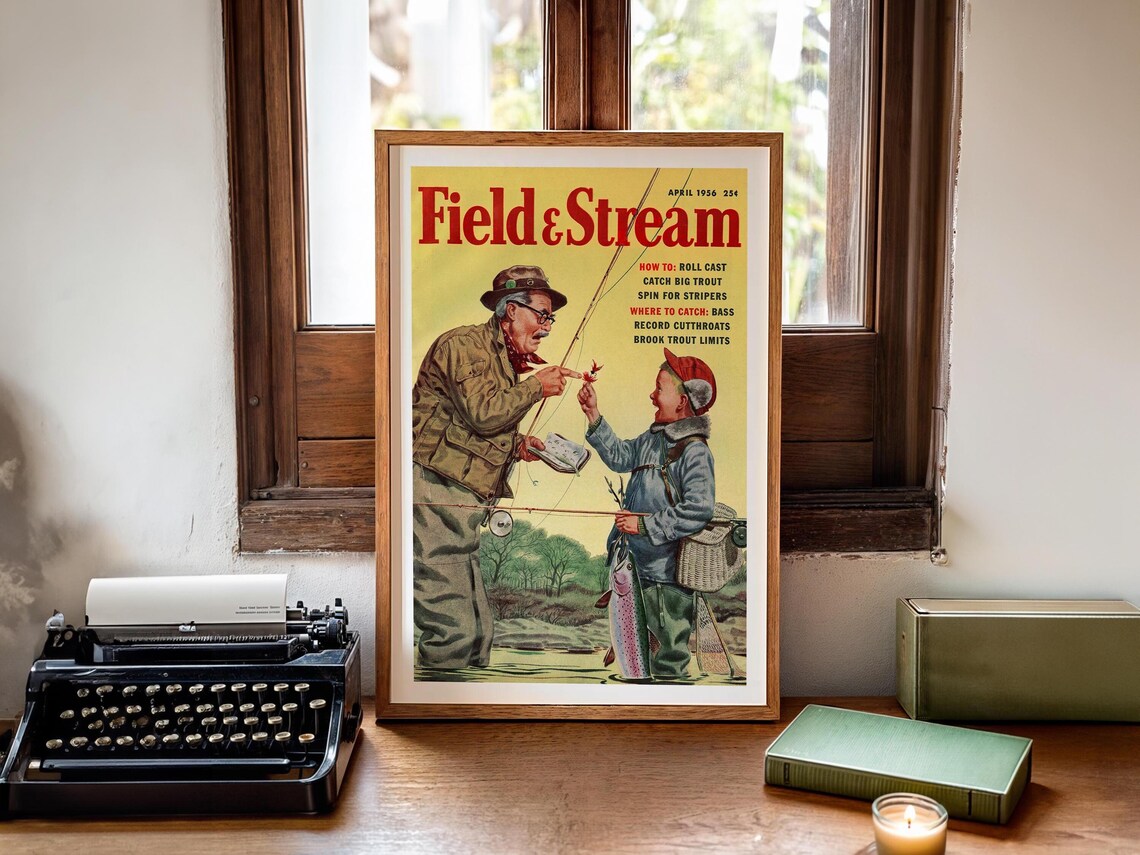Retro Fishing Poster, Vintage Angler Wall Decor