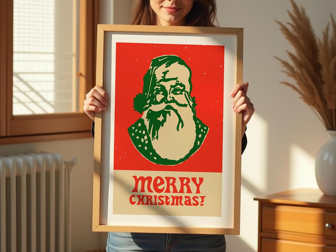 Retro Santa Print, Christmas Kitchen Wall Art - Image 2