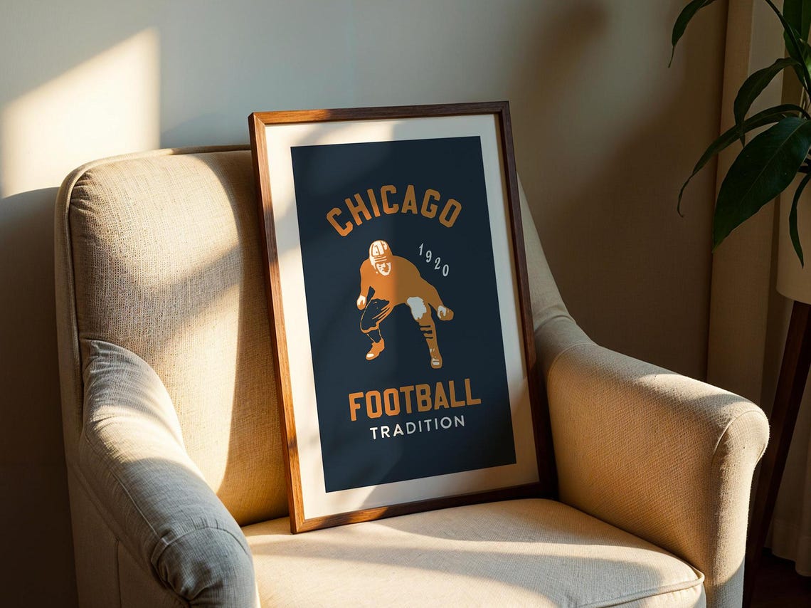 Chicago Sports Print Retro Football Art Poster Sports Team Wall Decor Chicago Football Gift For Sports Lover Wall Art Sports Dad Gift - Image 4
