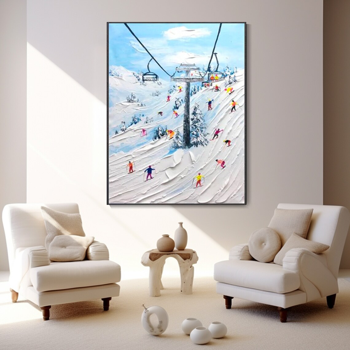 Ski Slope Hill Skiers Chairlift Snowy Mountain Winter Poster - Image 2