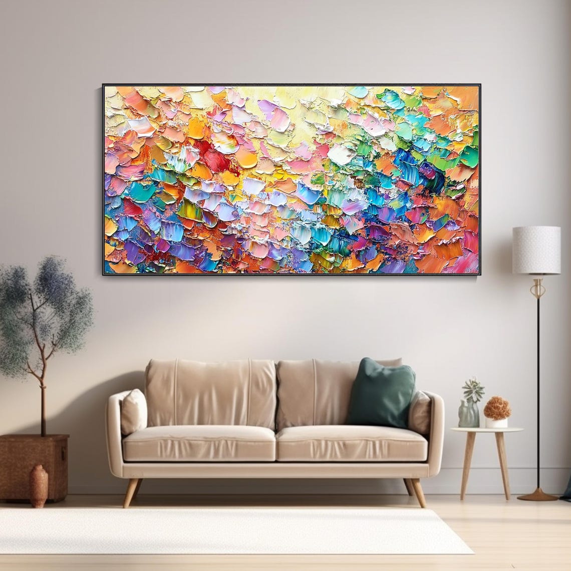 Colorful Abstract Floral Palette Knife 3D Impasto Art Poster - Image 5