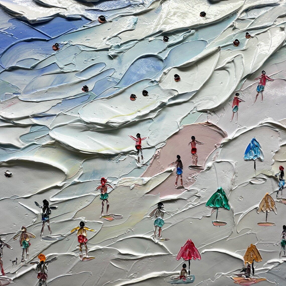 Crowds On The Shore Coastal Summer Art Print - Image 2