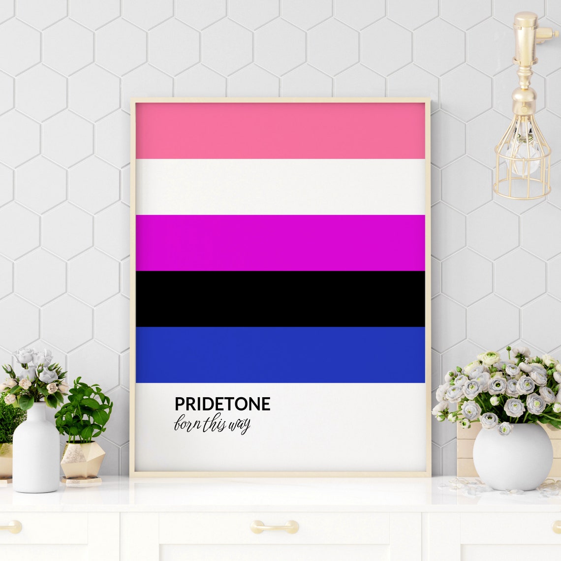PRIDETONE Born This Way Genderfluid Pride Flag Color Block Poster