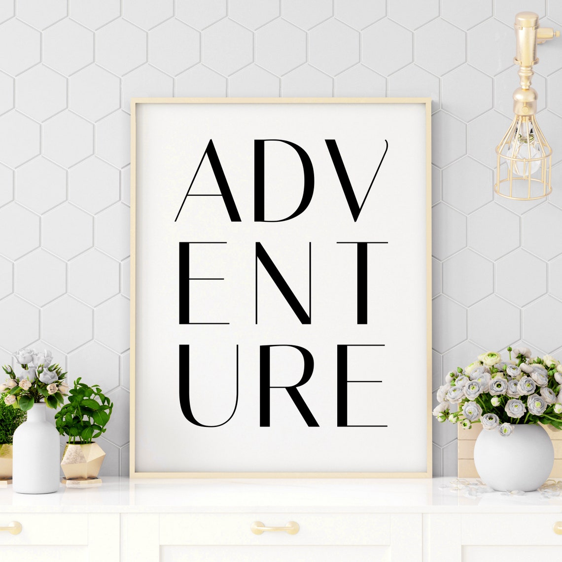 Adventure Oversized Letter Typography Wanderlust Travel Poster