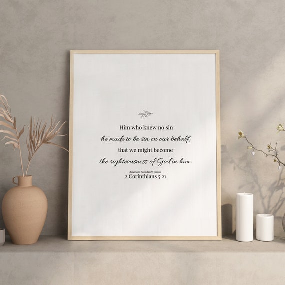 2 Corinthians 521 Art Christian Poster Christian Art Christian Wall Art Minimalist Dcor Christian Dcor
