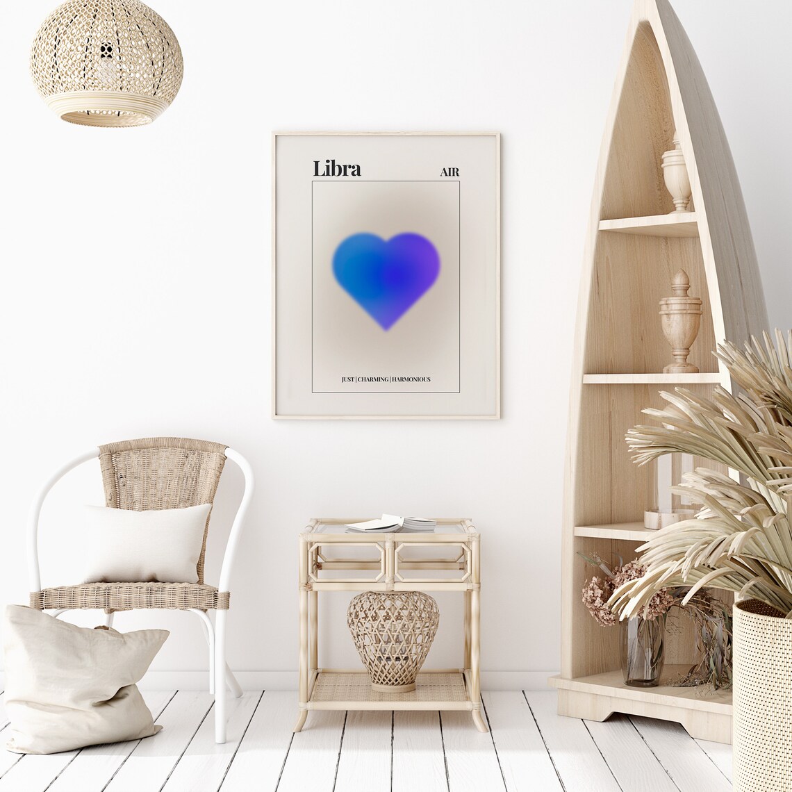 Libra Zodiac Sign Air Aura Heart Minimalist Astrology Poster - Image 2