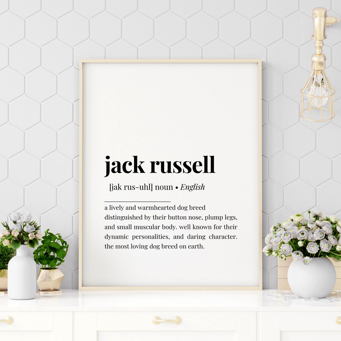 Jack Russell Dog Breed Definition Animal Lover Typography Poster