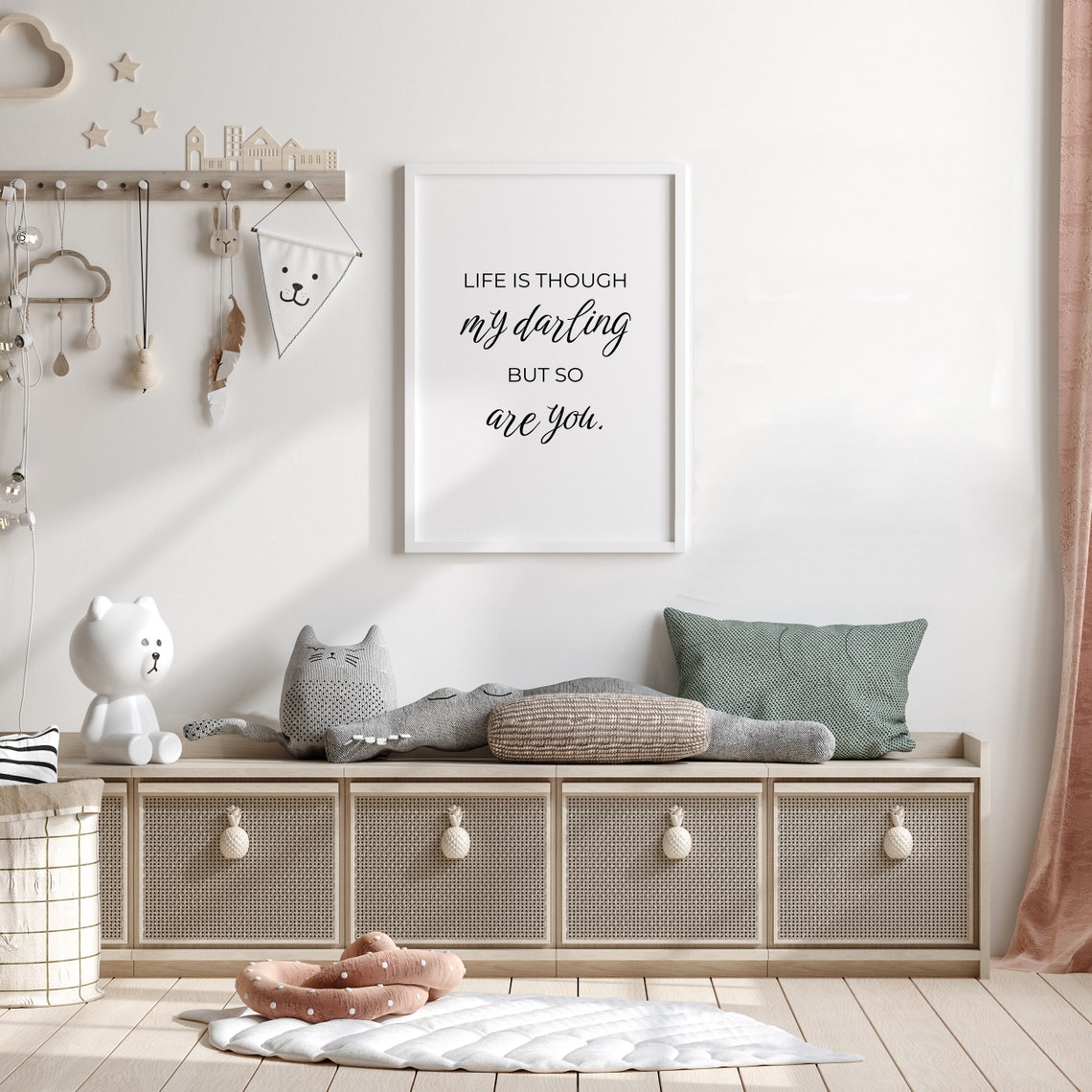 Life Is Though My Darling But So Are You Quote Kids Room Sign Nursery Signs Kids Room Wall Art Nursery Quote Print - Image 2