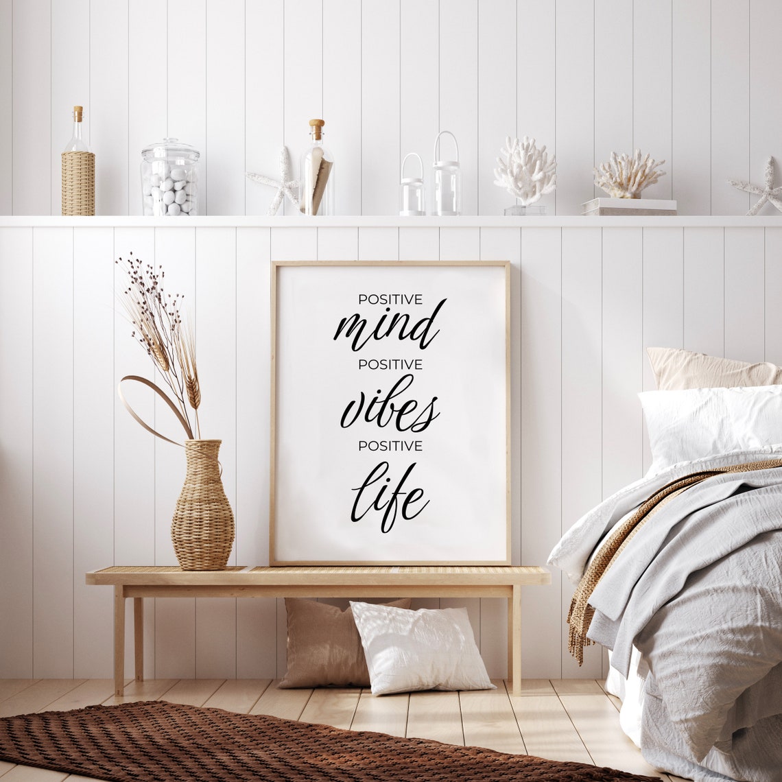 Positive Mind Positive Vibes Positive Life Script Typography Poster - Image 3