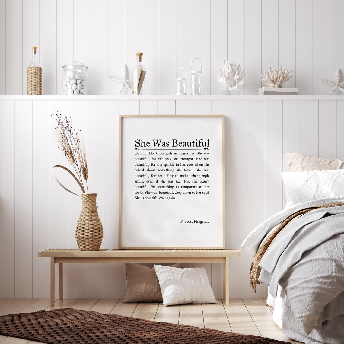 She Was Beautiful F Scott Fitzgerald Quote Classic Serif Poster - Image 3