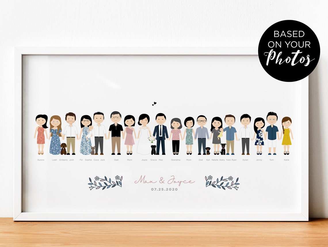 Personalized Max and Joyce July 2020 Wedding Group Portrait Poster