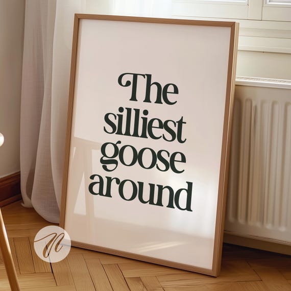 Funny Goose Nursery Print Quirky Sage Green Wall Art