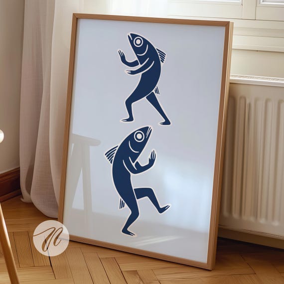 Kungfu Sardines Print Funny Seafood Kitchen Art