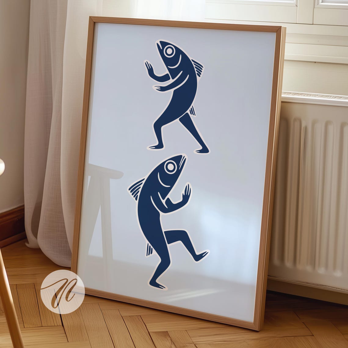 Kungfu Sardines Print Funny Seafood Kitchen Art
