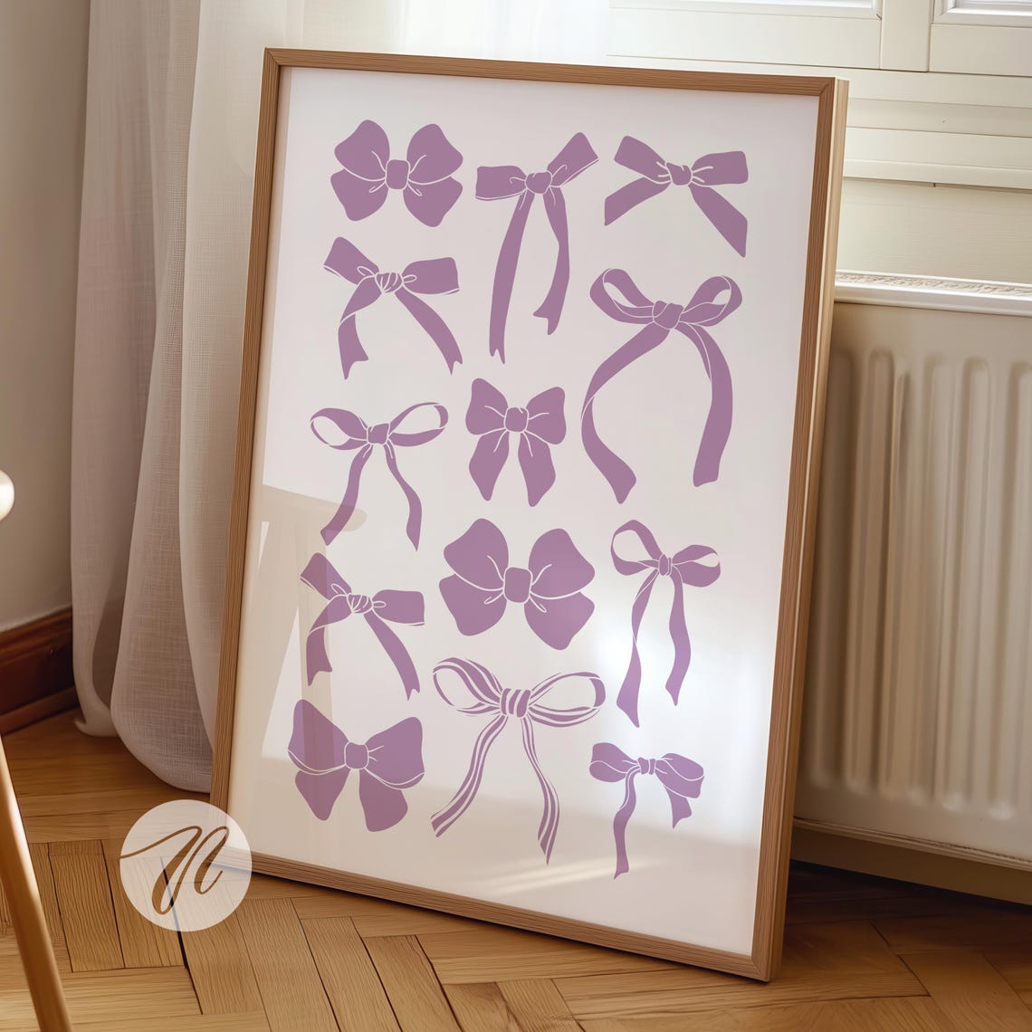 Purple Bow Collage Balletcore Coquette Dorm Room Decor Wall Art