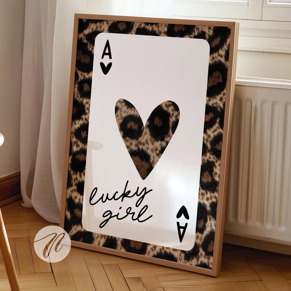 Lucky Girl Leopard Ace Of Hearts Playing Card Trendy Decor Poster