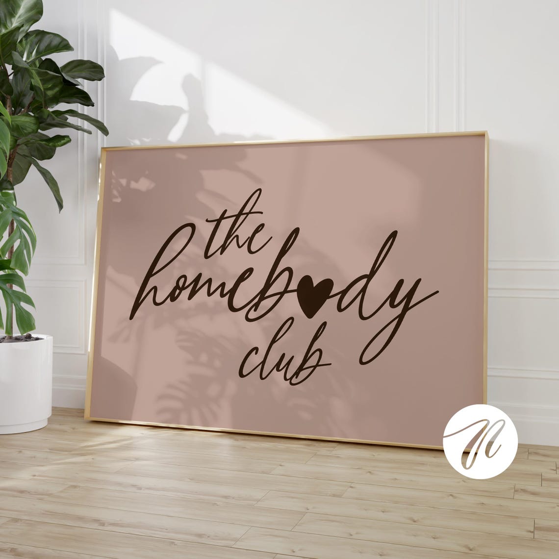 The Homebody Club Blush Pink Script Introvert Quote Wall Art