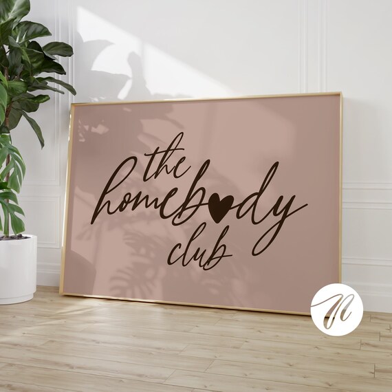 The Homebody Club Blush Pink Script Introvert Quote Wall Art