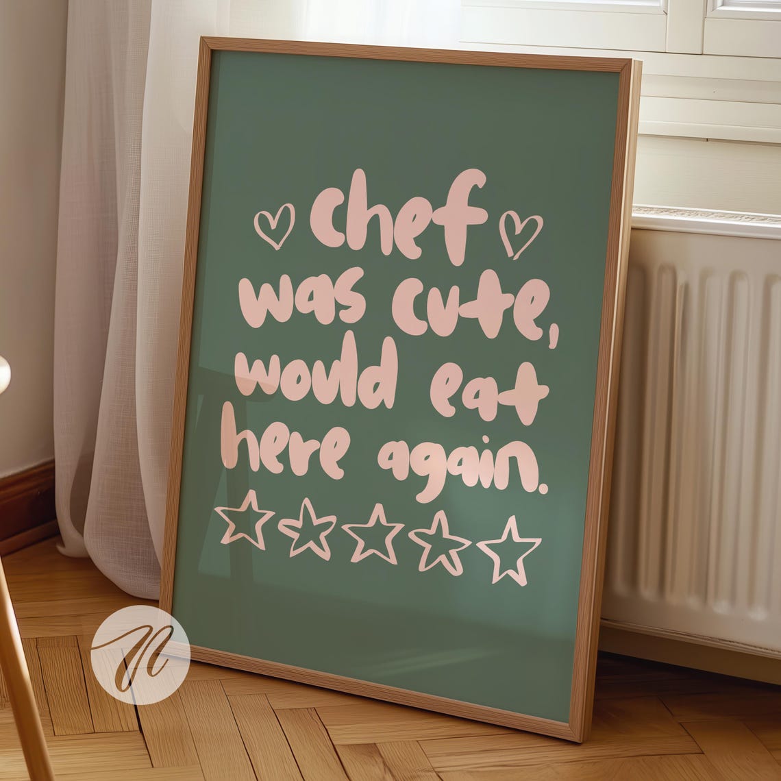 Chef Was Cute Would Eat Here Again Funny Kitchen Review Wall Art