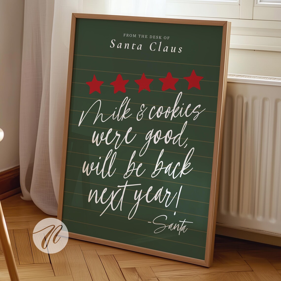 Christmas Review Rating Sign Retro Poster, Santa Claus Note