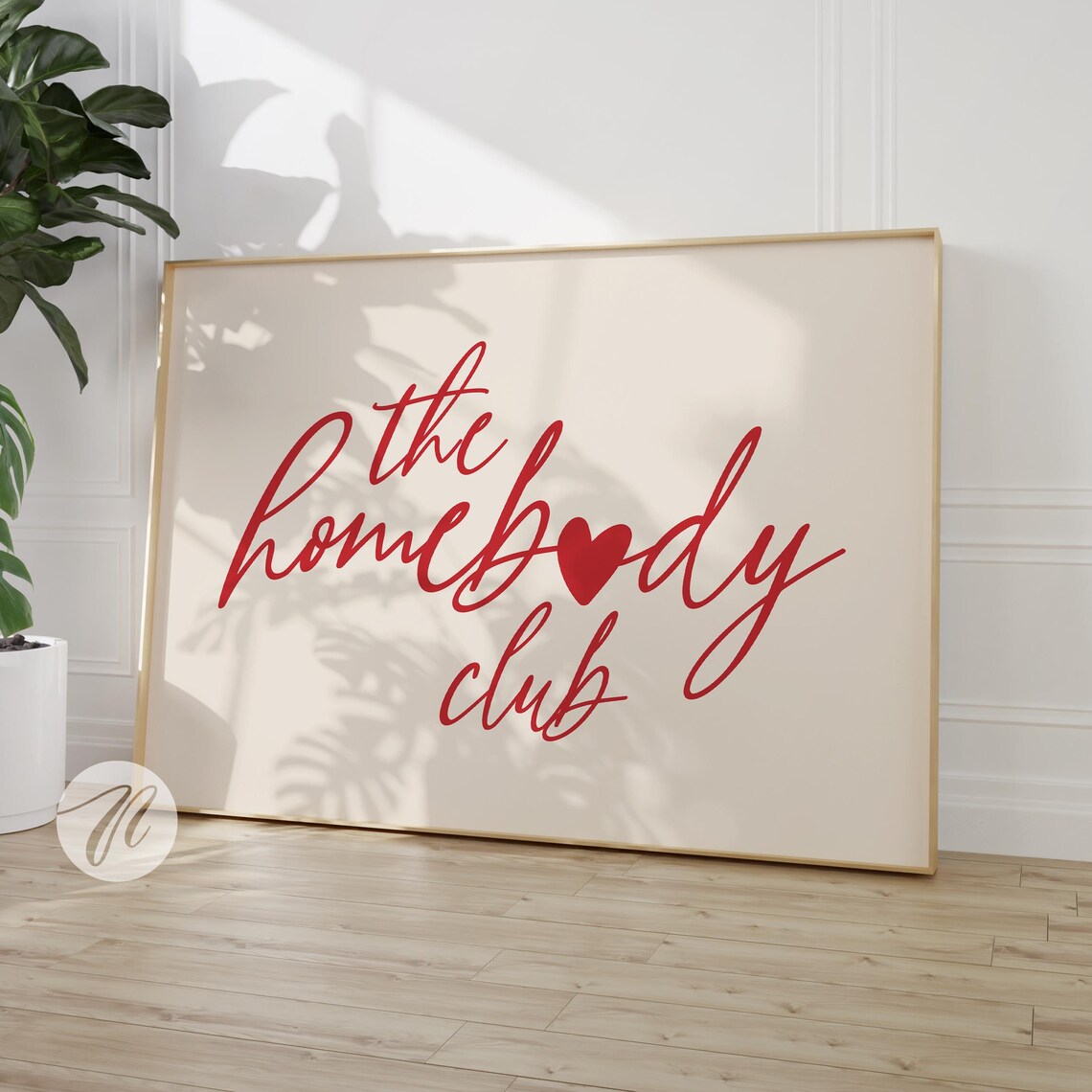 The Homebody Club Red Script Heart Cozy Introvert Quote Poster