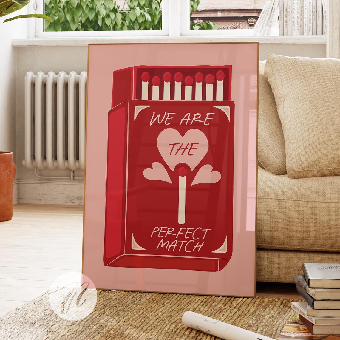 We Are the Perfect Match Red Matchbox Love Retro Decor Art Poster