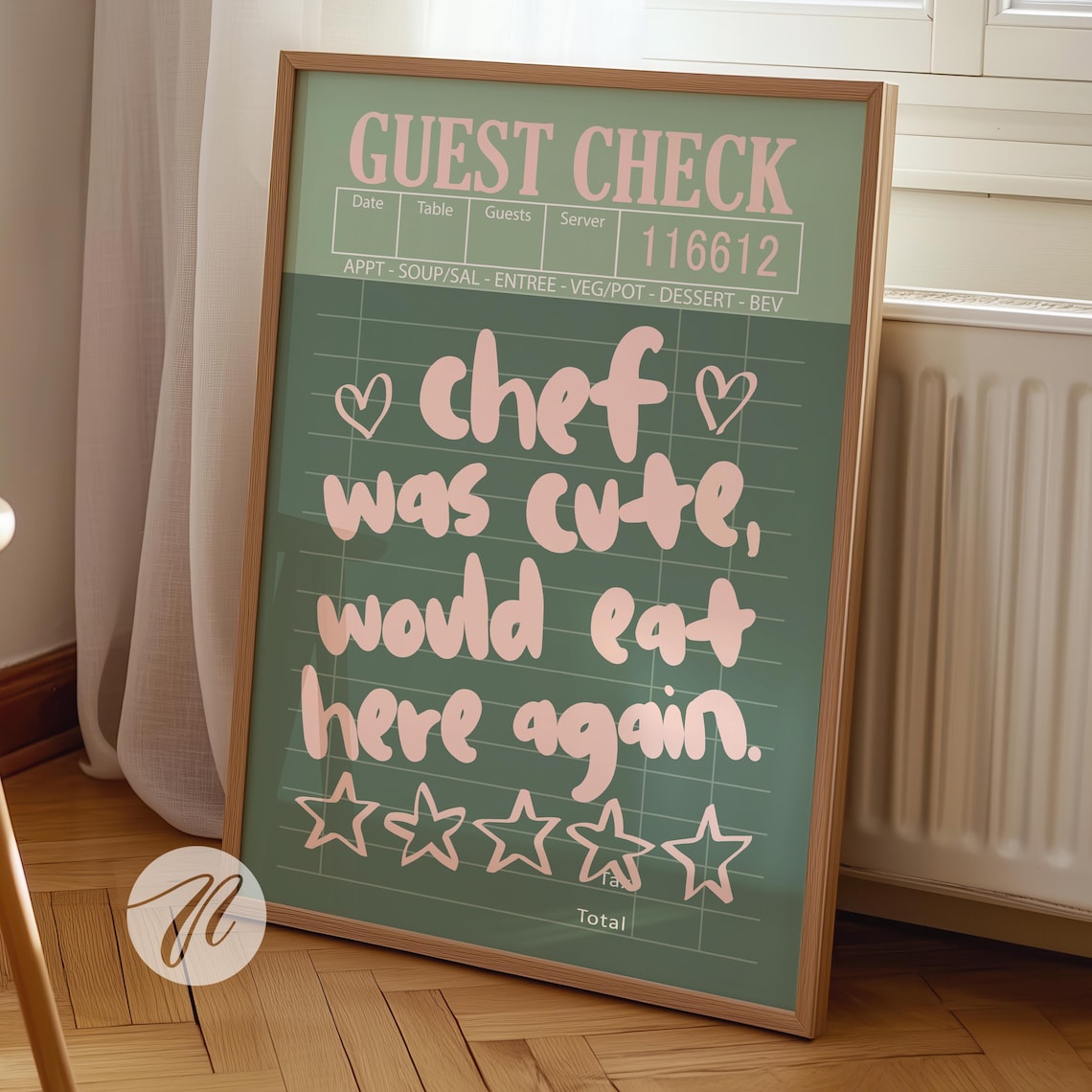 Chef Was Cute Print, Trendy Kitchen Wall Art