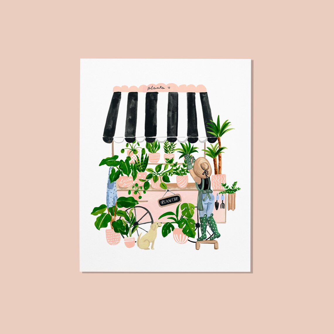 Plant Cart Art Print, Watercolor Botanical Wall Art - Image 3