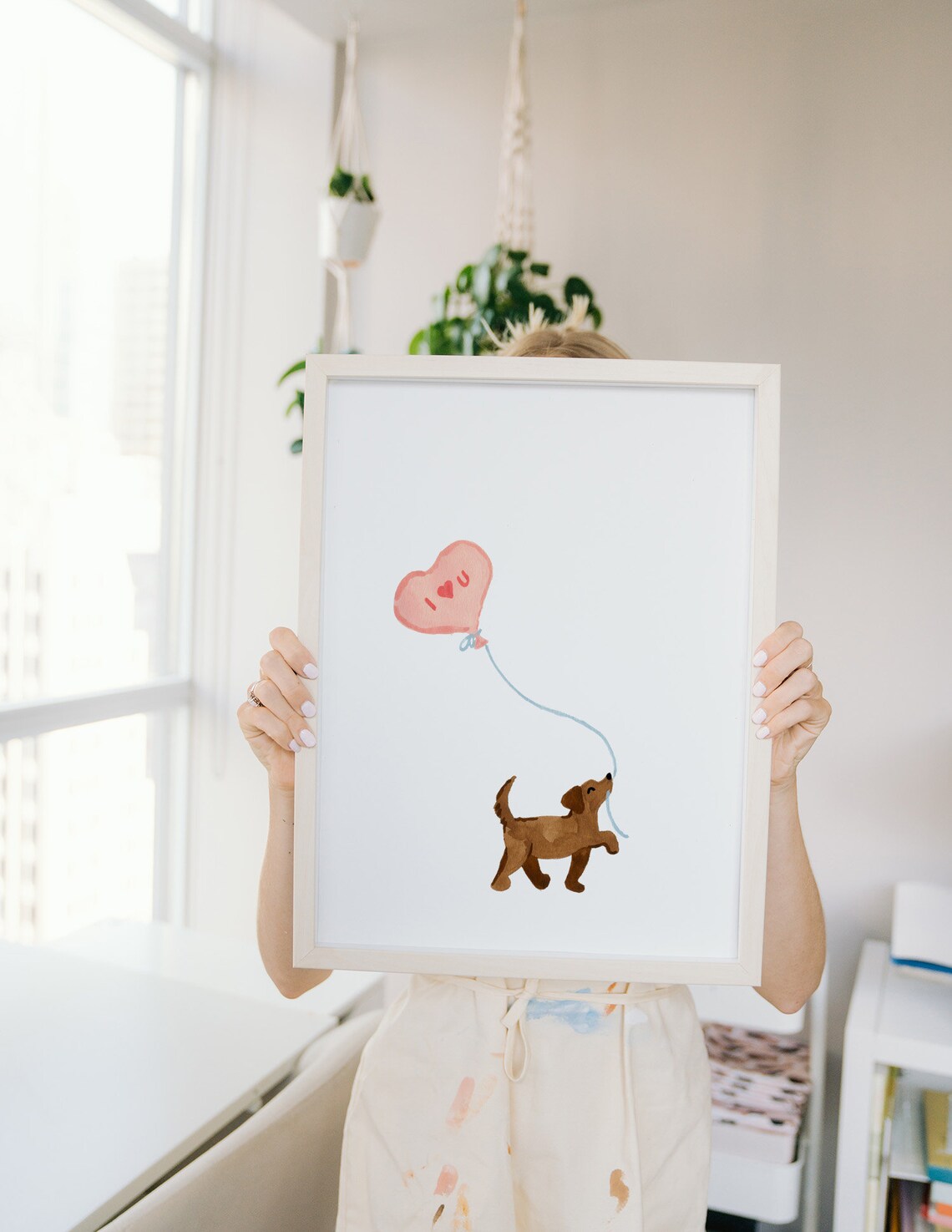 Cute Dachshund Valentine Watercolor Art Print - Image 4