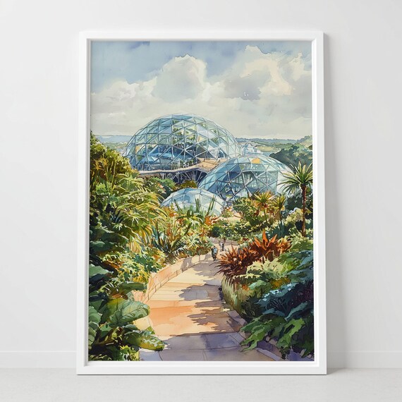 Eden Project Watercolor Print Botanical Garden Wall Art