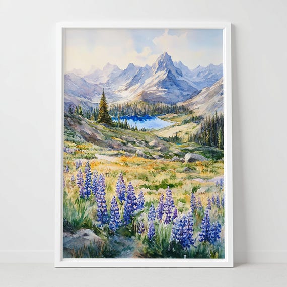 John Muir Trail Print Poster Wall Art Mountain Gift Usa Painting Decor Canvas