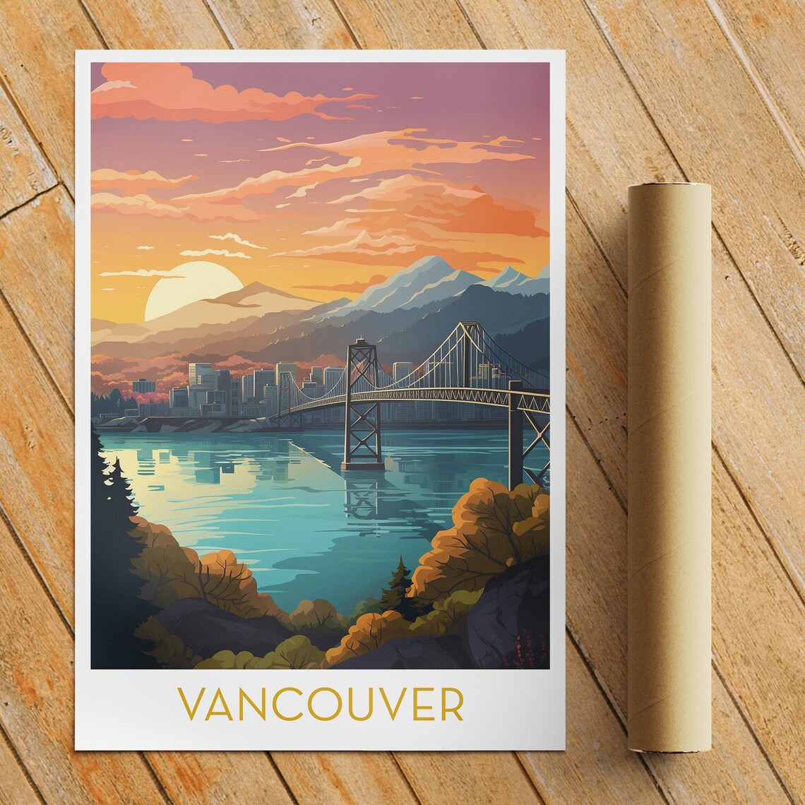 Vancouver City Poster Print Wall Decor Fine Art Paper Print Travel Poster Unique City Poster Highend Print Quality On Fine Art Paper