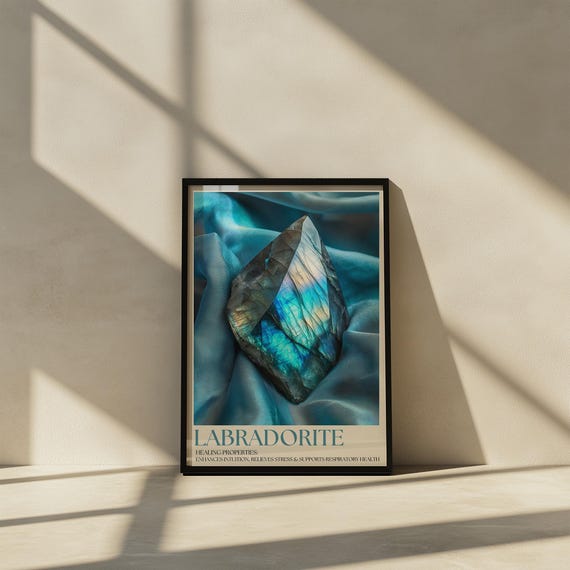 Labradorite Healing Crystal Stone Intuition Wellness Spiritual Poster