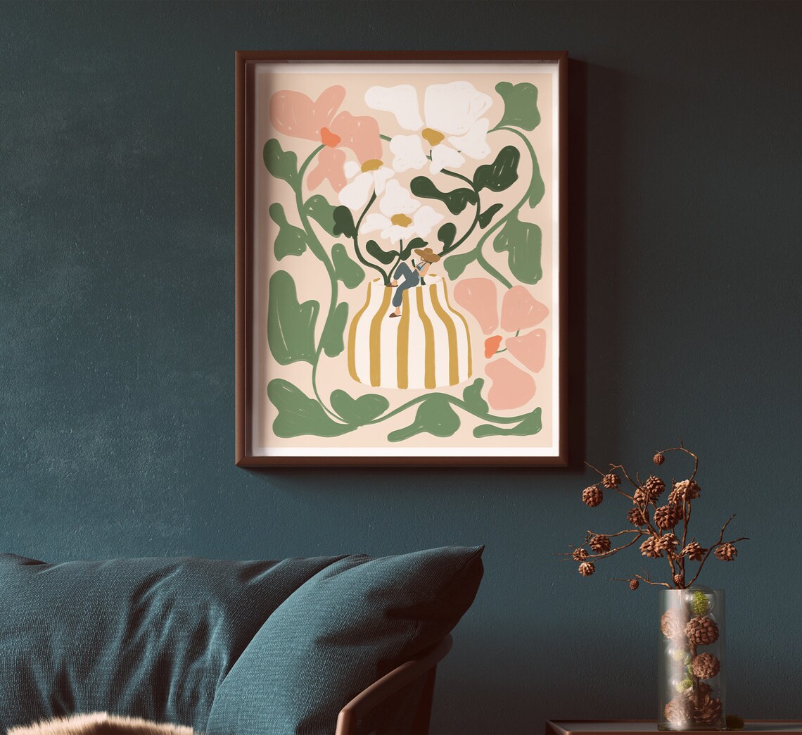 Bloom Reading Floral Art Print by Sabina Fenn - Image 2