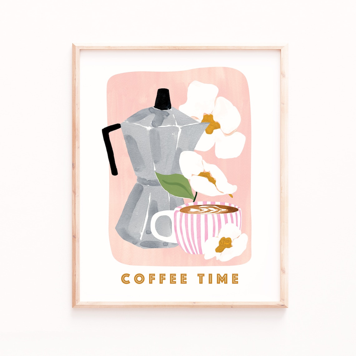 Coffee Poster Print, Girly Kitchen Floral Art